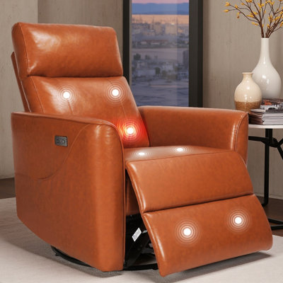 Fauteuil inclinable électrique pivotant avec massage et chaleur, fauteuil de chambre de bébé inclinable avec USB, similicuir