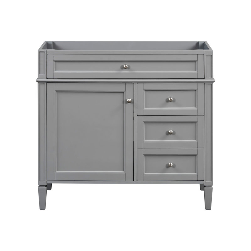 Meuble-lavabo de 36 po sans lavabo supérieur, armoire de rangement moderne avec 2 tiroirs et un tiroir basculant, structure en bois massif