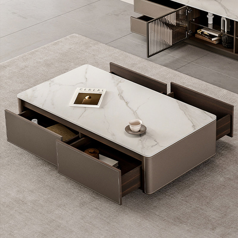 Light luxury rectangular rock table, 13.8" H x 47.2" L x 23.6" W