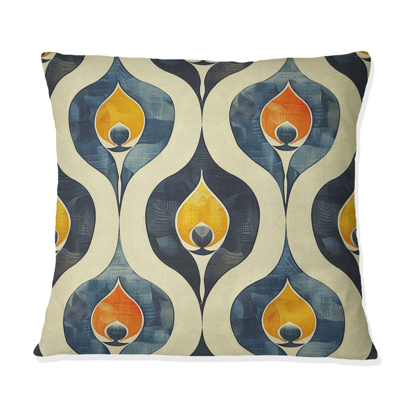 Coussin décoratif orange Midcentury Charm II - Midcentury, H 16 po x l 16 po