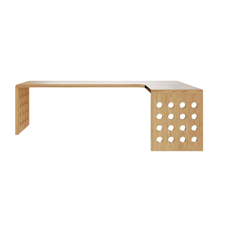 Bureau en bois massif en L Burlywood, H 29,53 po x l 78,74 po x P 55,12 po, Retour à droite