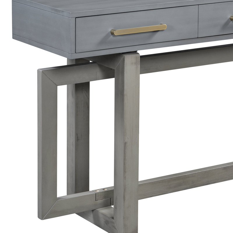 Console de couloir gris antique avec tiroirs - Lines lignes de conception 3 longs meubles de vestibule pour un look et une construction moderne et minimaliste