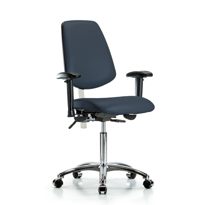 Chaise de tâches ergonomique Octavia, Roulettes, Bleu impérial, Non inclus