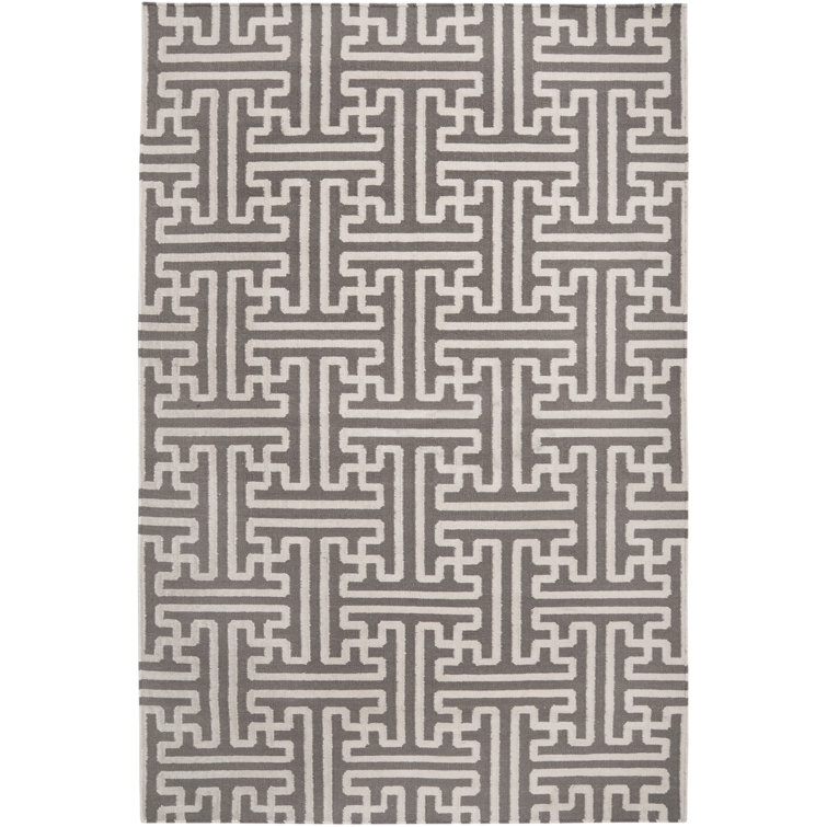 Archive Geometric Handmade Flatweave Wool Taupe Area Rug