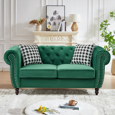 Selita 66.96" Velvet Loveseat Sofa With Nailhead