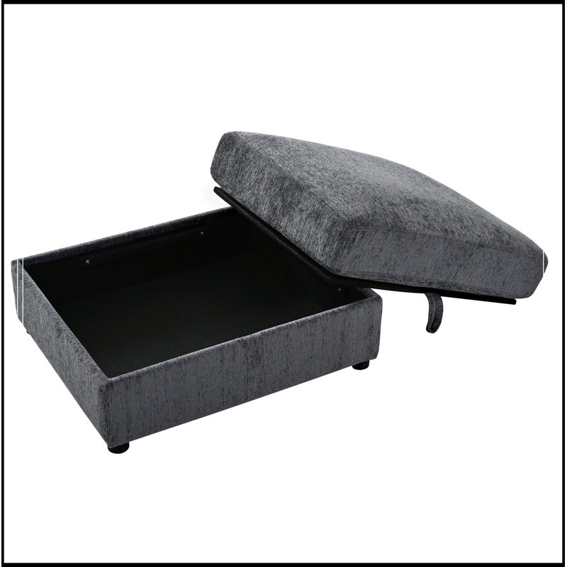 Canapé modulaire en U avec repose-pieds courbé et repose-pieds avec rangement, Gris