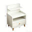 Table de chevet compacte et moderne blanche, 15 × 13 × 27 pouces, table de chevet à plusieurs niveaux avec tiroir et étagères de rangement ouvertes, table d'appoint peu encombrante pour les petites chambres