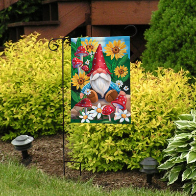 Drapeau de jardin gnome et jardin