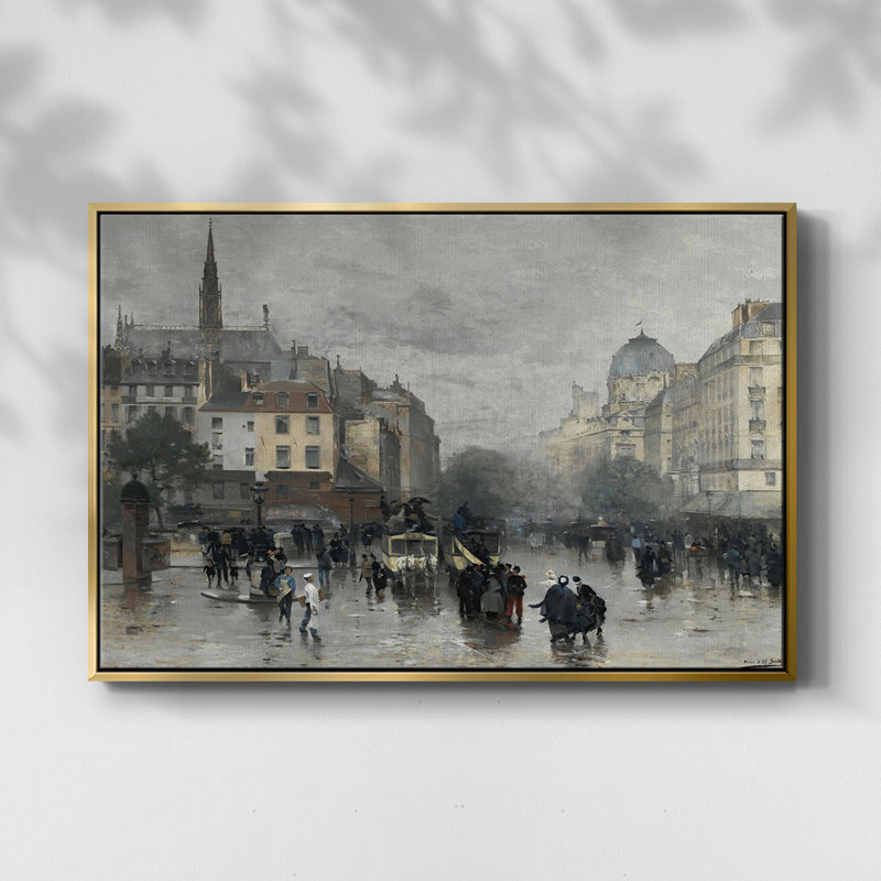 Paysage rétro -DI, Gold Framed Canvas, H 27 po x l 41 po x P 2 po