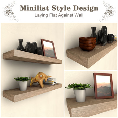 2 Piece Solid Wood Floating Shelf