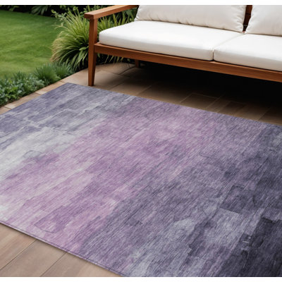 Tapis intérieur lavable rayé lavande et lilas 8 pi x 10 pi