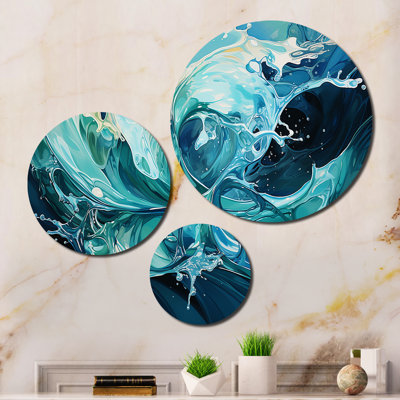 Blue Fluid Grind I Abstract Wall Decor on Metal