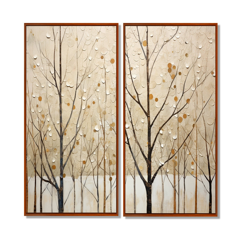 Harmonous arbre beige art II - grands arbres, art mural, 20" H x 24" W, Reproduction encadrée sans passe-partout, Brun