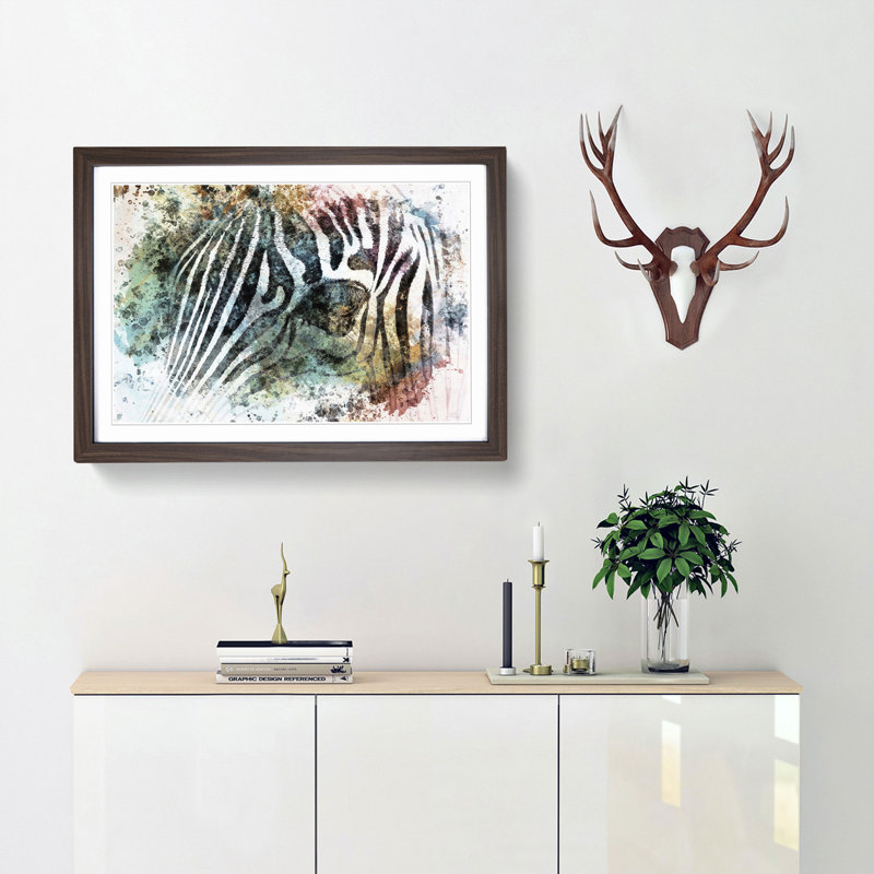 Portrait of a Zebra in Abstract - Framed Print, Walnut, 35cm H x 50cm W x 2cm D