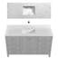 Meuble-lavabo autoportant 60 po avec comptoir simple en bois massif 60 po gris