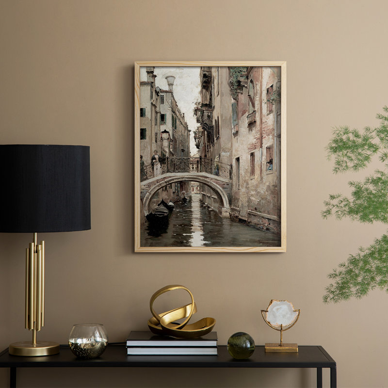 «Vintage Landscape CLIV», reproduction encadrée - bois massif, Naturel, H 21 po x l 17 po