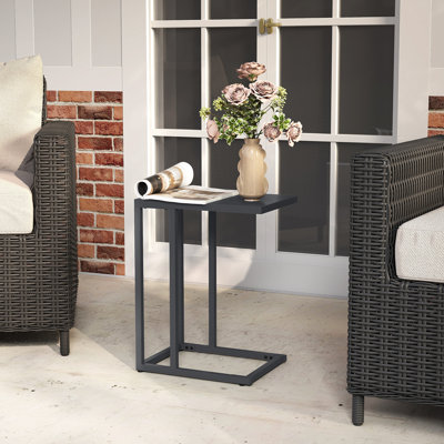 C Shaped End Table Set of 2 w/Metal Frame Sofa Table for Small Space Modern