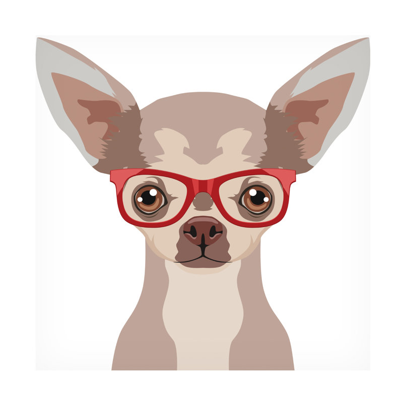 Art sur toile «Chihuahua portant des lunettes de hipster 2» de Furbaby Affiliates, H 24 po x l 24 po x P 2 po