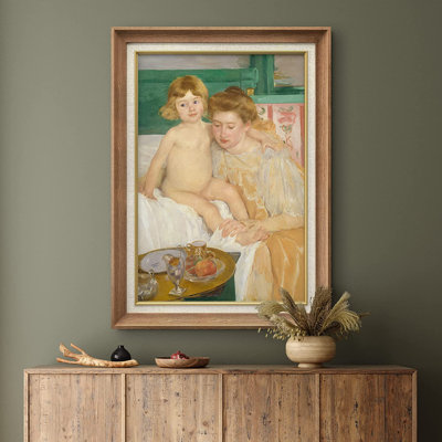 «Mother and Child (Wake From Nap)» par Mary Cassatt - peinture sur toile encadrée