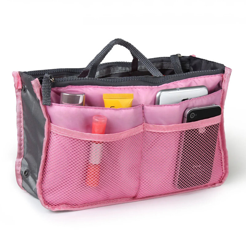 Compact Size Handbag Organiser – Multiple Pockets & Portable Design – Durable Thick Material – For Travel/everyday Bags, Pink