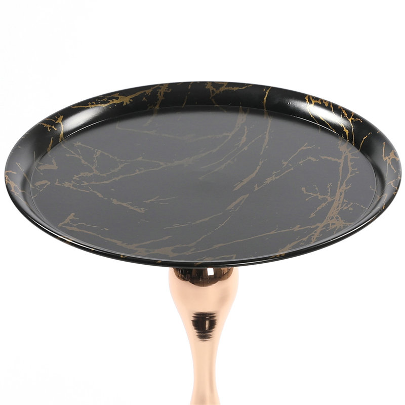Table d'appoint polyvalente en métal à piédestal, Black, Noir