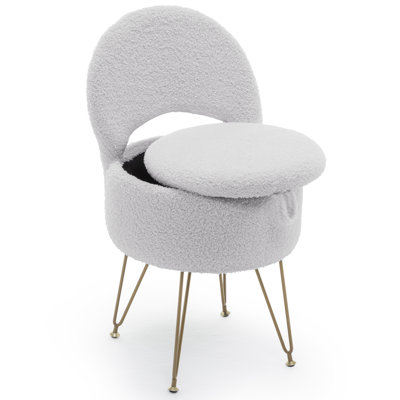 Chaise de coiffeuse, tabouret de coiffeuse avec rangement et dossier pliant, chaise de coiffeuse avec rangement, idéale pour la chambre à coucher, le salon et les postes de maquillage