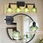 Applique murale de salle de bain 4 lumières en verre vert avec cadre en métal noir-822404660-822404648