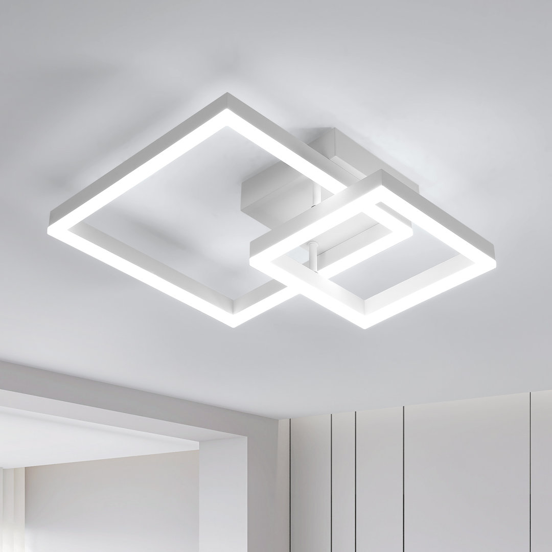 White Modern Dimmable Square LED Flush Ceiling Light With Remote