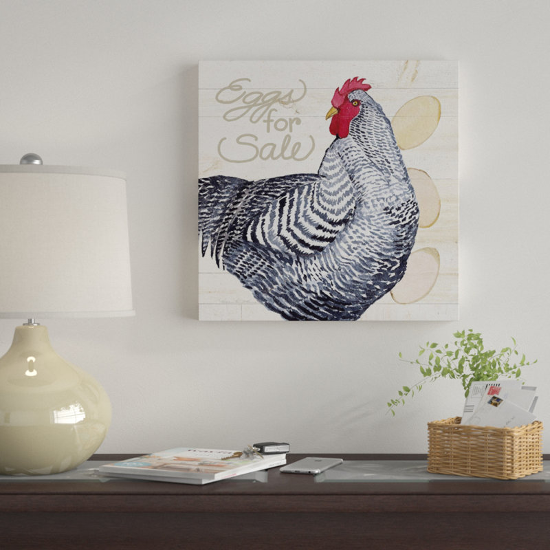 «Life On The Farm: Chicken I», affiche vintage sur toile, H 26 po x l 26 po x P 1,5 po, Toile tendue, Pas de tapis