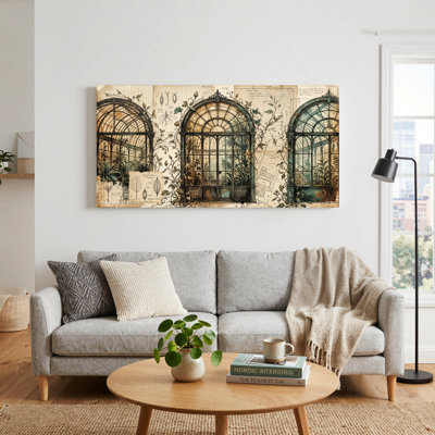 Ensemble de 1 tableau sur toile représentant un jardin botanique