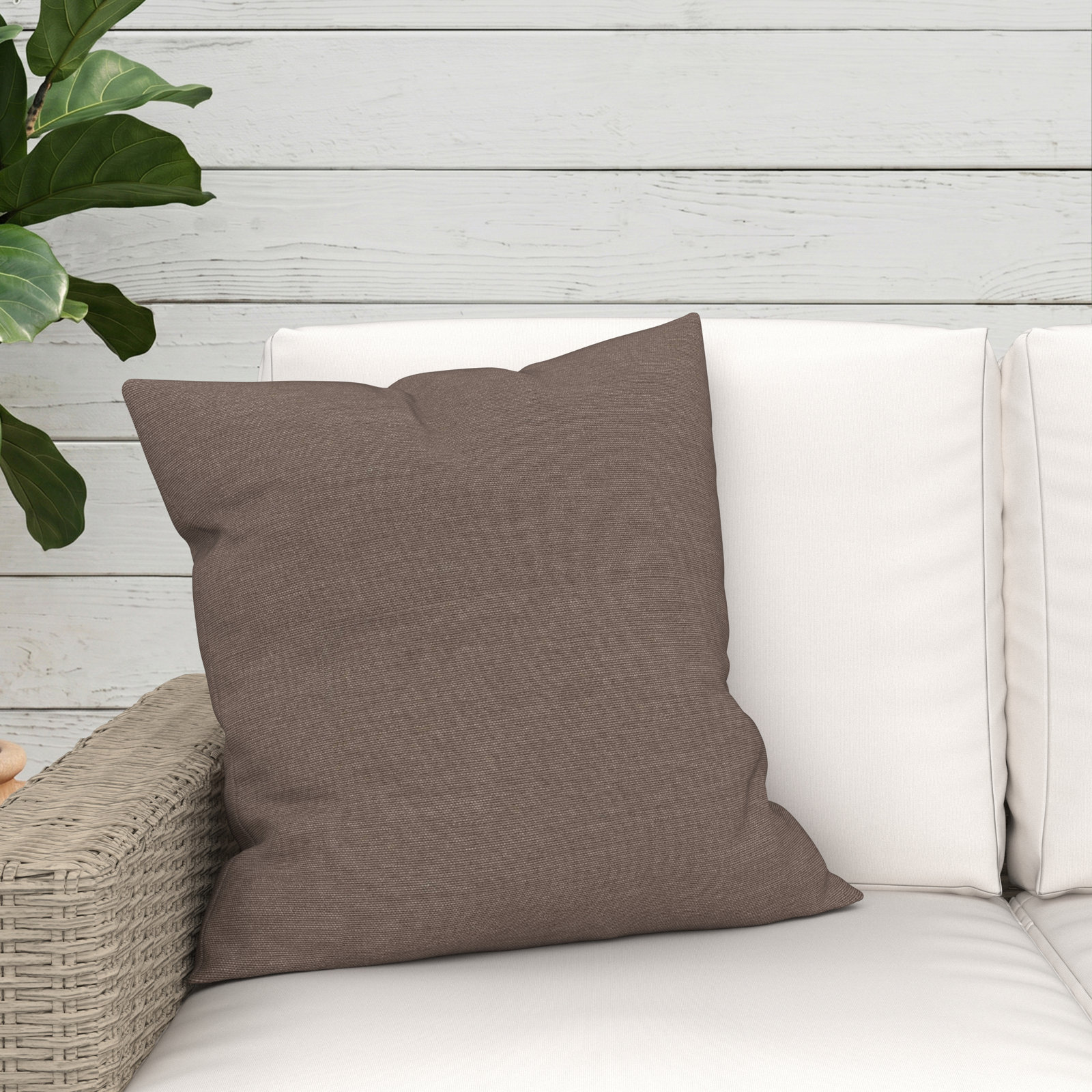 24" x 3" Sunbrella® Pillow Cover & Insert, Square 20", Sunbrella® Play Mocha