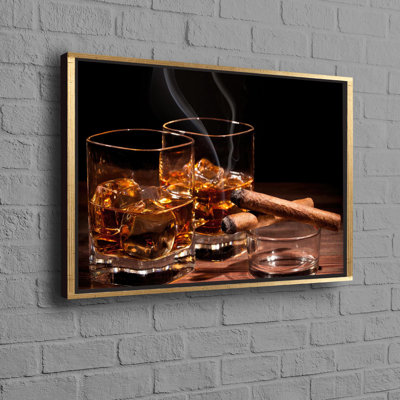 Whiskey Themed Modern 3D Cotton Canvas Wall Art Ideal for Man Cave or Bar