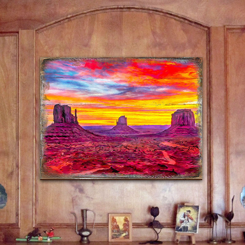 Bloc en bois paysage canyons Scheer, H 20 po x l 29 po x P 1po