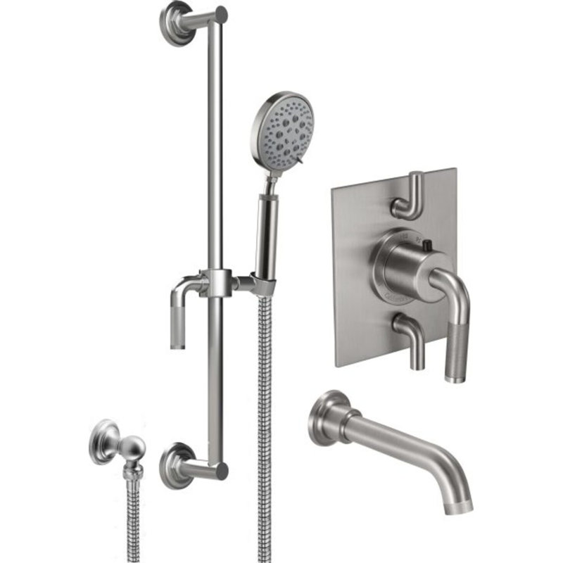 Descanso 1.8 GPM Styletherm Thermostatic Complete Shower System with Handshower Slide Bar and Tub Spout, Polished Nickel