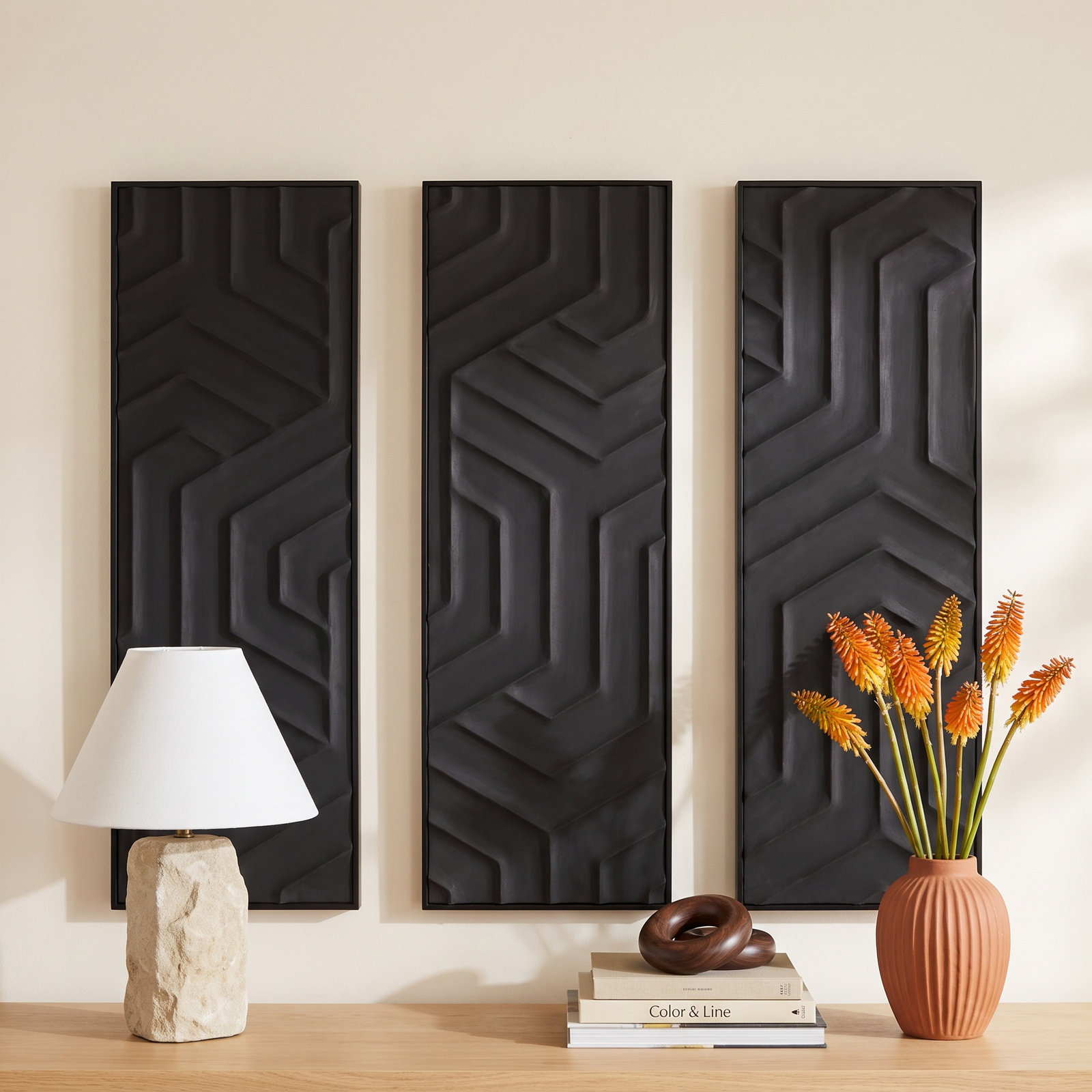 Dimensional Plaster 3-Piece Wall Art Set