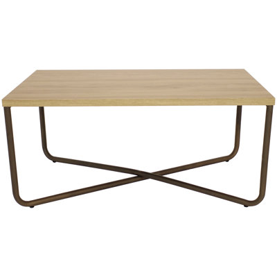 Industrial Coffee Table with Cross Leg Base