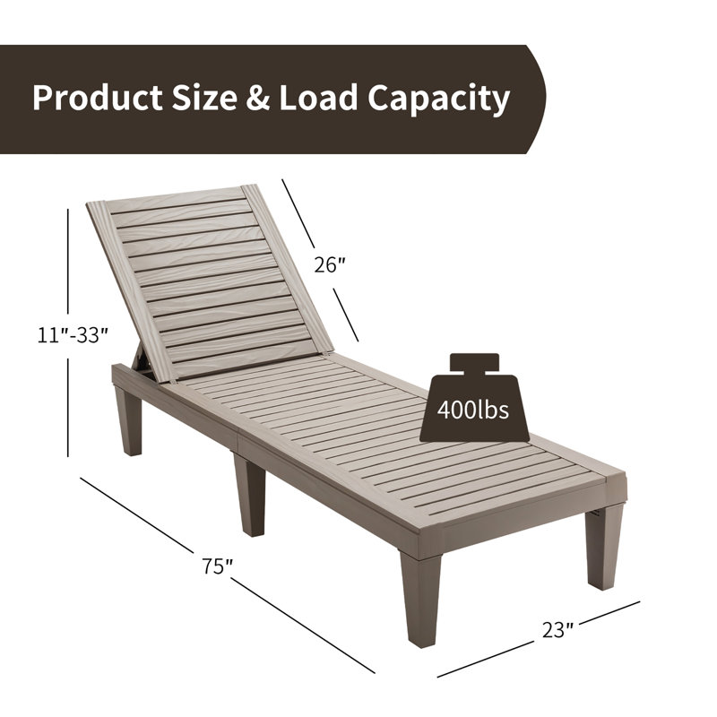 Chaise longue inclinable 75 po Brooksley, Brun
