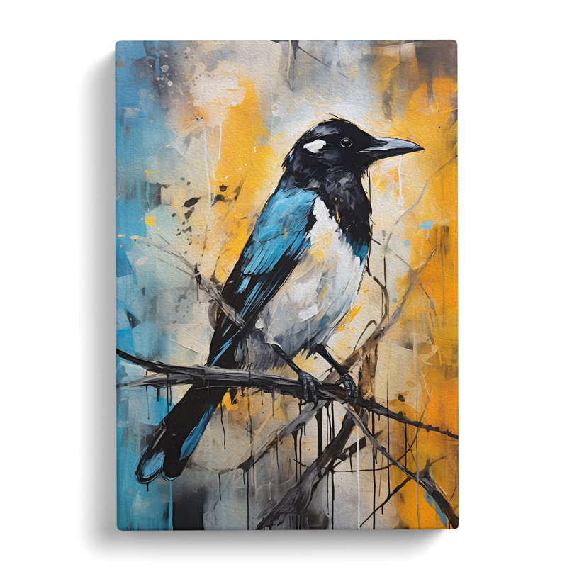 Magpie Abstract - Wrapped Canvas Print, 76cm H x 50cm W x 3cm D