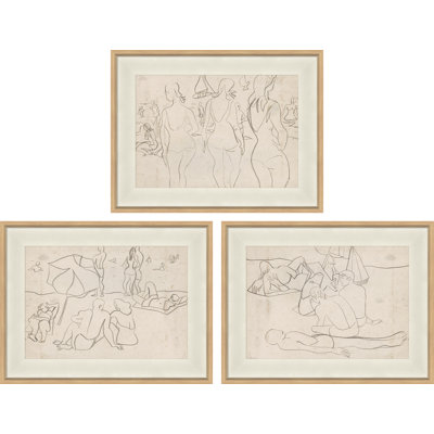 Seaside I, II & III Framed Drawing Print