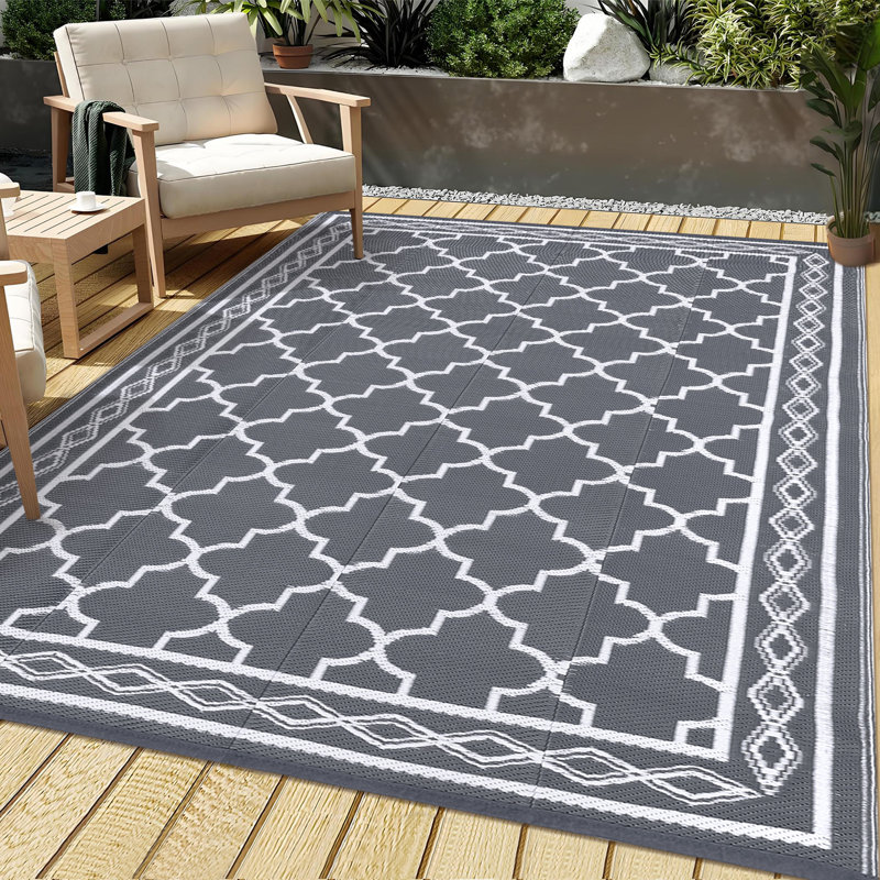 Morocco Outdoor Mats Plastic Straw Rug Waterproof Modern Washable Outdoor Rug for Garden Backyard Picnic Camping RV Deck Beach Trailer