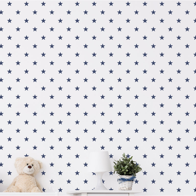 Galaxy 10m x 53cm Matte Wallpaper Roll, White/Navy Blue