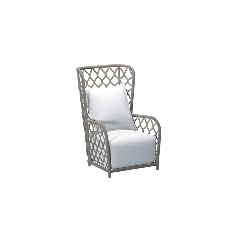 Aftonshire - Fauteuil à oreilles - Structure brune - Coussin blanc Savane, Gris mat / brun