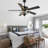 52" Modern Black Crystal Ceiling Fan with Light and Remote 6-speed Reversible DC Motor Fan for Bedroom Living Room-80014469