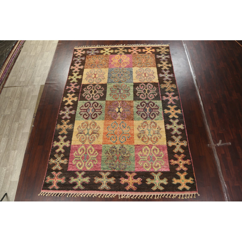 Tapis multicolore noué à la main 8 pi 9 po x 12 pi 9 po One-of-a-Kind