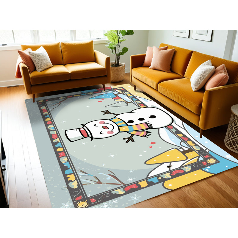 Tapis de vacances d'hiver de Noël lavable The Holiday Aisle®, Rectangulaire 8 pi x 10 pi