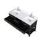 Meuble-lavabo double en chêne noir 60 po X P 22 po D, dessus en quartz blanc et ensemble de robinet