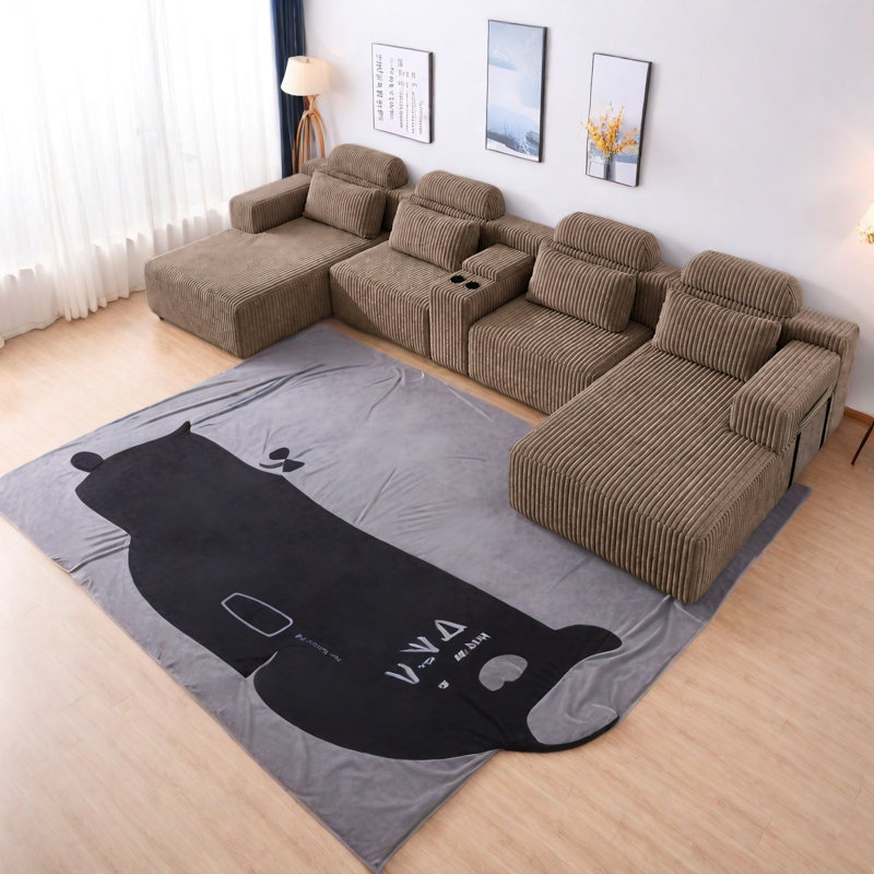 Compression Sofas with Storage, Coffee Corduroy Modern Home Theater