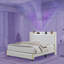 Wingback upholstered platform bed frame with galaxy projector, diamond button headbaord, usb charger, music speaker-192911346-192911359