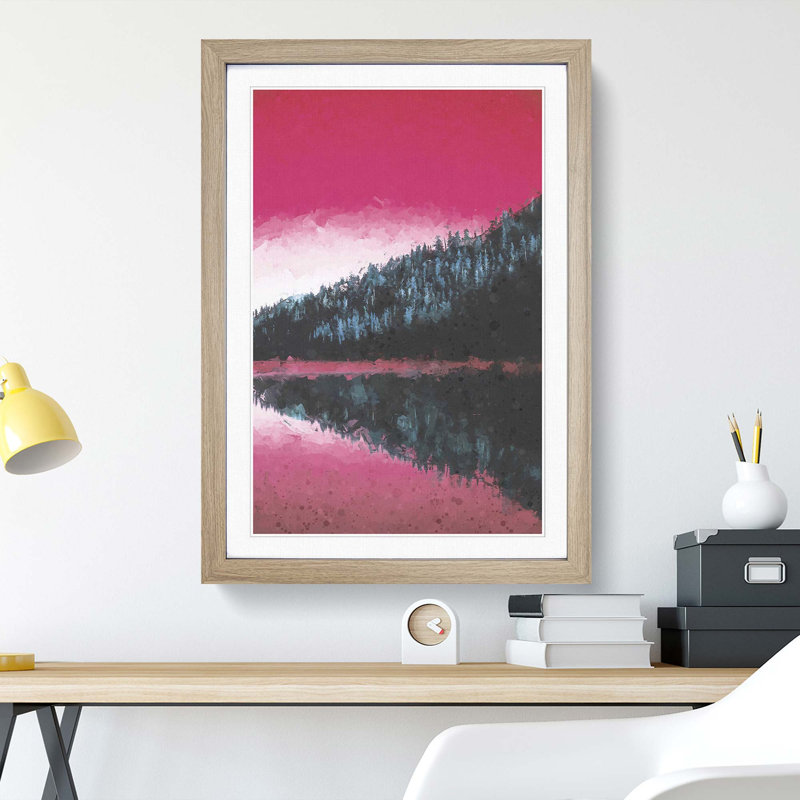 The Pink Forest Angles in Abstract - Picture Frame Graphic Art Print, 36cm H x 27cm W x 2cm D, Oak Framed