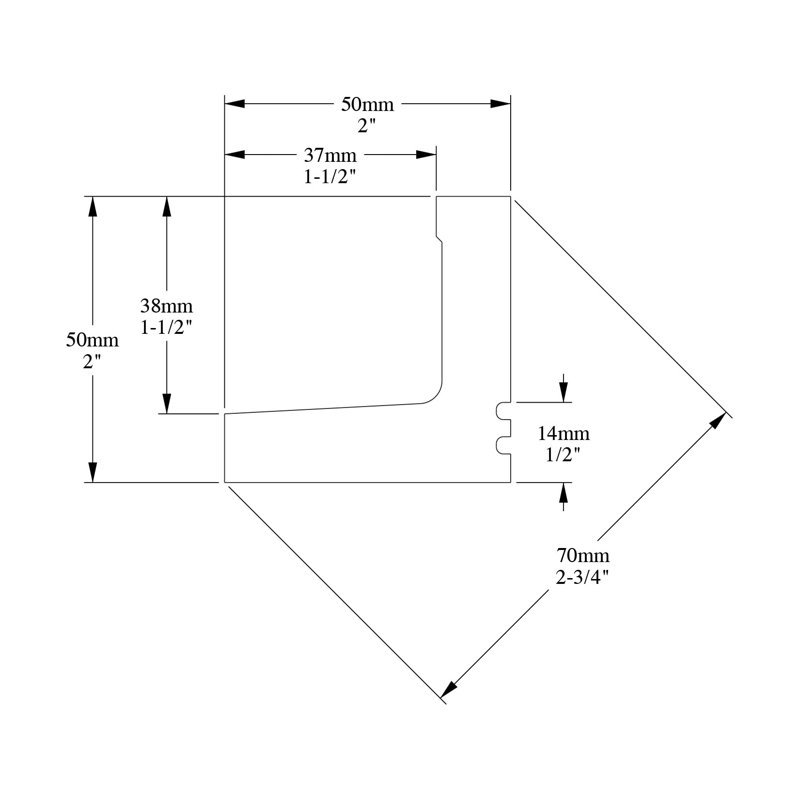 Moulure couronnée en polyuréthane blanc uni apprêté 2 po x 2 po x 78-3 / 4 po